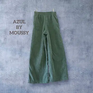 [ 아줄바이마우지 ] CORDUROY WIDE 팬츠 허리밴딩 M 그린