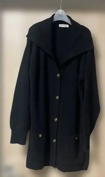 블랙 니트 코트 가디건