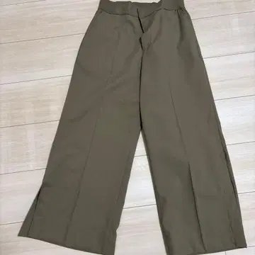 올리브 와이드 팬츠 허리밴딩 슬릿