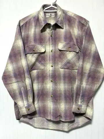 퍼플 옴브레 체크 프린트 플란넬 셔츠 프리넬 타투 스튜디오 야마다 스타일