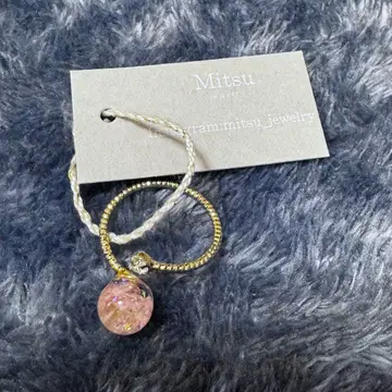 유럽산 크리스탈 유리 니켈 프리 핑크 반지 새상품급