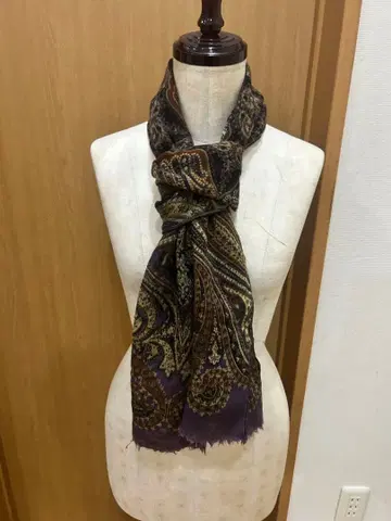 즉시 구매 가능 페이즐리 무늬 보라색 계열 스톨 남녀 공용 울 100%