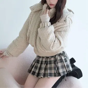 Bunnylis 케이블 니트 퀼팅 자켓