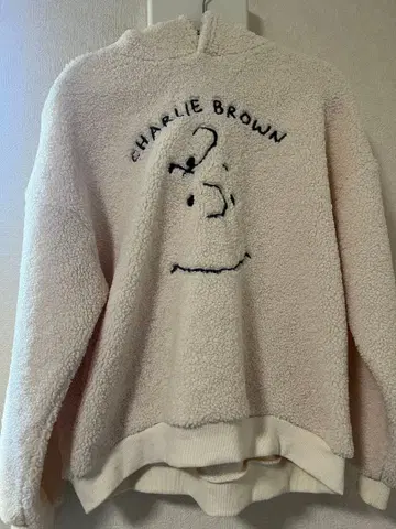 CHARLIE BROWN 보아 후드티 크림색 남성용 S