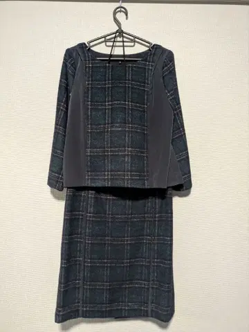 다크 그린 체크 셋업