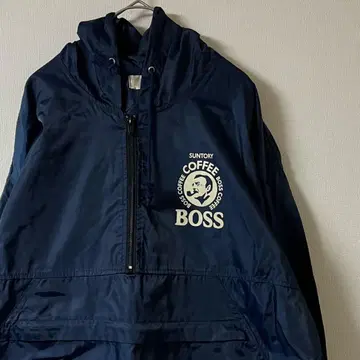 산토리 BOSS 하프 지퍼 아노락 후드티/네이비