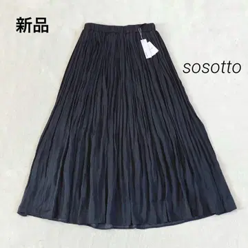 새상품 sosotto 앤티크 새틴 핀턱 플리츠 스커트 네이비