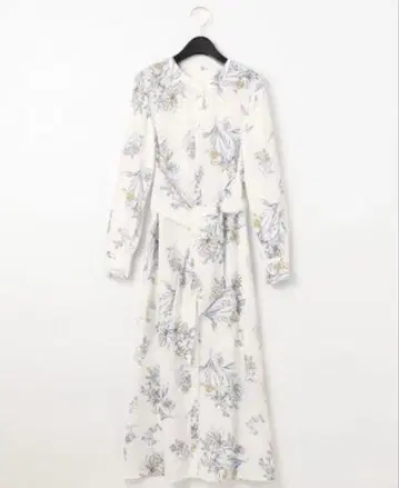 그레이스 콘티넨탈 플라워 프린트 롱 셔츠 원피스 화이트