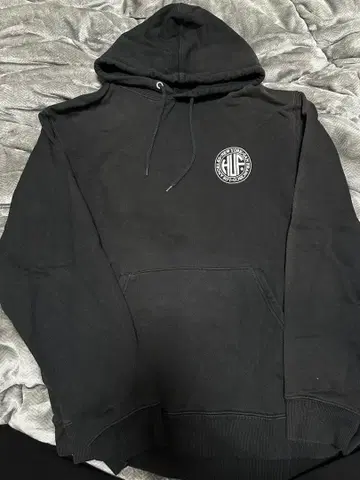 HUF 블랙 후드 부착 후드티