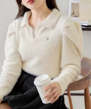 chico 아이보리 재기 폴로풍 니트 긴팔