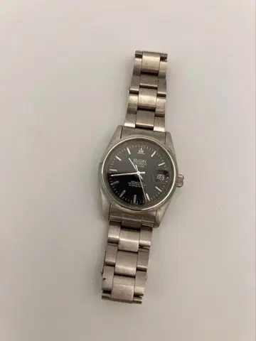 ELGIN 자동 태엽 날짜 표시 손목시계 작동품