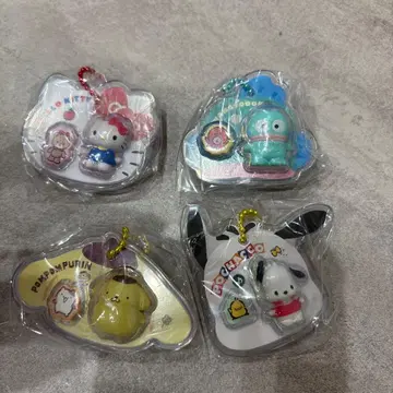 헬로키티 폼폼푸딩 한교동 포차코 키링 4개 세트
