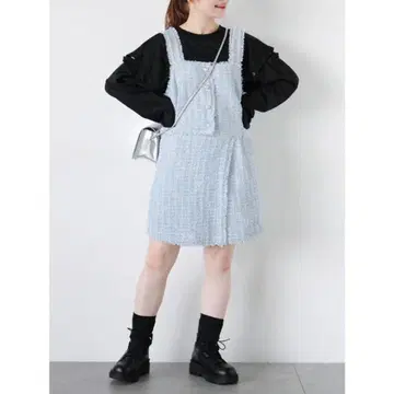 ehka sopo 에카 소포 트위드 뷔스티에 색스 블루 셋업