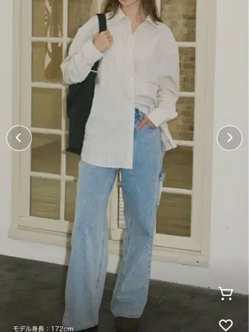 giunon 지우논 2way 자수 스트라이프 셔츠 아이보리