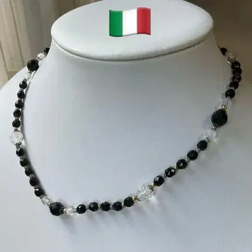 이탈리아 비즈 목걸이 블랙, 골드, 클리어
