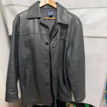 90s 올드 갭 가죽 카 코트 블랙 M