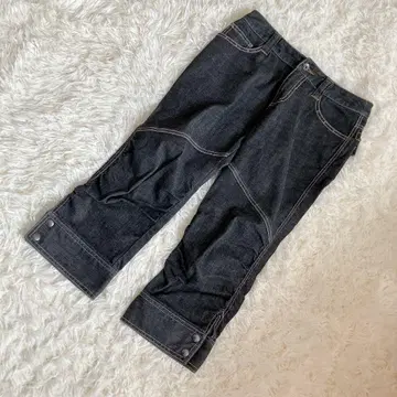 세시카 블루 캐주얼 크롭 데님 팬츠 블랙 40