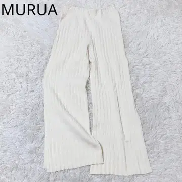 무루아 와이드 팬츠 플리츠 허리밴딩 캐주얼 아이보리 F