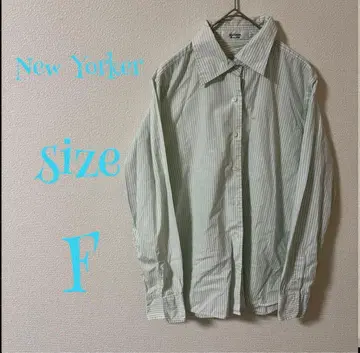 뉴요커 얇은 그린 스트라이프 긴팔 셔츠 사이즈 F