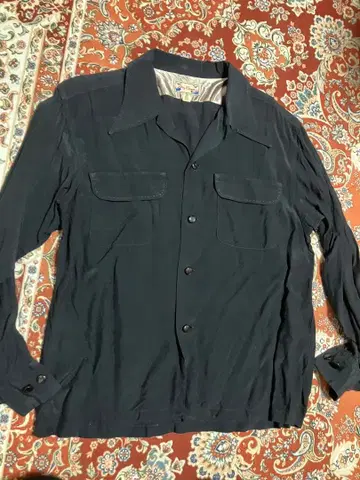 Dry Bones 레이온 박스 셔츠 블랙 사이즈 36 (S) 긴팔