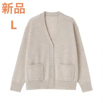 MUJI 워셔블 울 미들 게이지 V넥 가디건 여성 L 오트밀