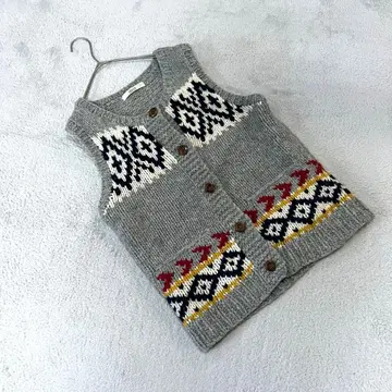 새상품급 [글로벌 워크] (L) 니트 베스트 그레이 울 100%