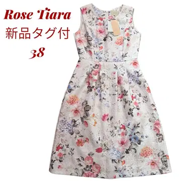 [택 포함 새상품] 로즈 티아라 플라워 프린트 자카드 원피스 38