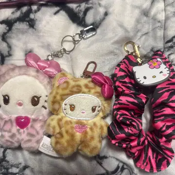 키티 키링 세트 레오파드 무늬 키티