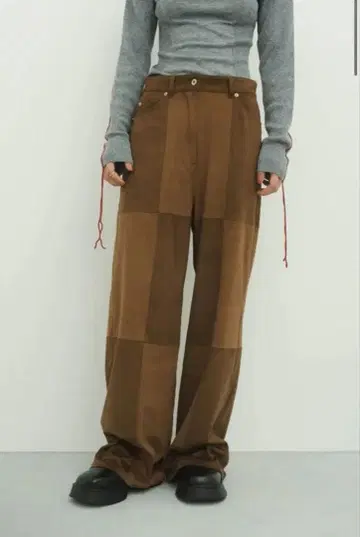 [ Knuth Marf ] 블록 체크 스웨이드 팬츠