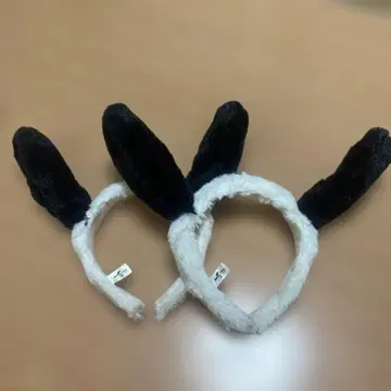산리오 동물 귀 머리띠 블랙 화이트 2개 세트