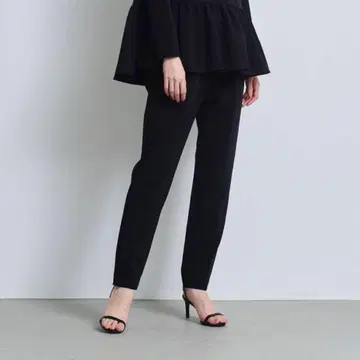 yori 더블 크로스 팬츠 핀턱 블랙 스트레치 포멀