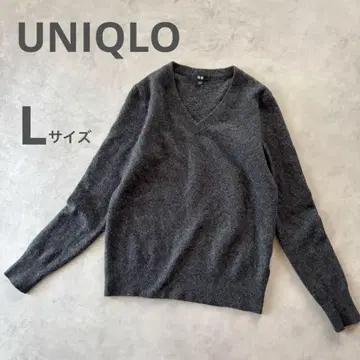 유니클로 캐시미어 V넥 니트 다크 그레이 스웨터 L