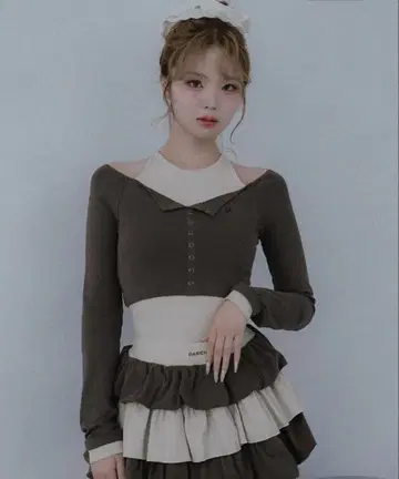 미사용 새상품 Darich 오프숄더 레이어드 리브 상의