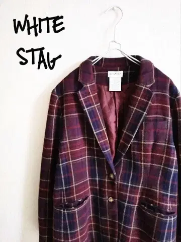D221412 WHITE STAG 체크 무늬 테일러드 자켓