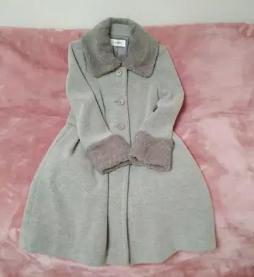 PINORE 퍼 트리밍 롱 코트 그레이