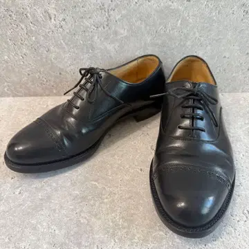 새상품급 스코치 레인 스트레이트 팁 내측 깃털 가죽 24cm EEE 블랙