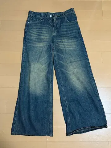 와이드 레그 데님 팬츠 다크 블루