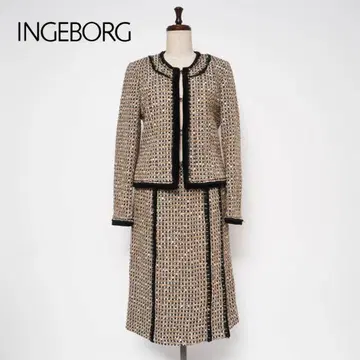 잉게보그 울 혼방 셋업 스커트 수트 트위드 M*YC732