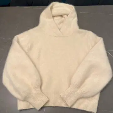 ANAYI 후드 부착 아이보리 울 니트 스웨터
