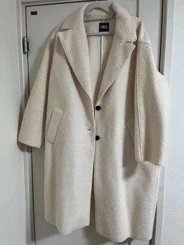 ZARA 아이보리 오버 사이즈 롱 코트 XXL