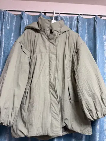 LEPSIM 후드 부착 다운 자켓 라이트 그린