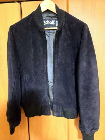 Schott 블랙 스웨이드 봄버 자켓 L