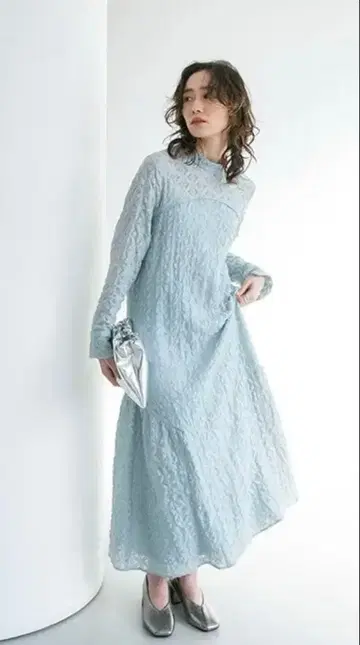 택 포함 새상품 KBF 바이핑 레이스 원피스 라이트 블루