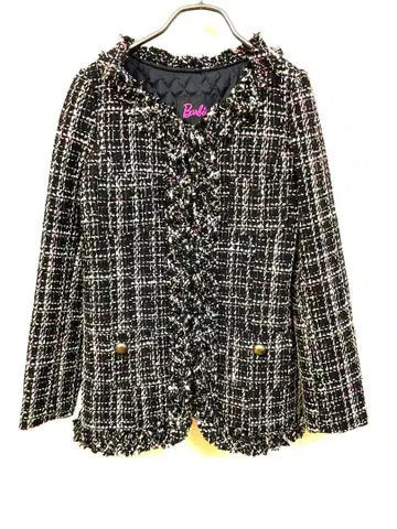 새상품 택 포함 바비 트위드 노카라 패딩 자켓 S