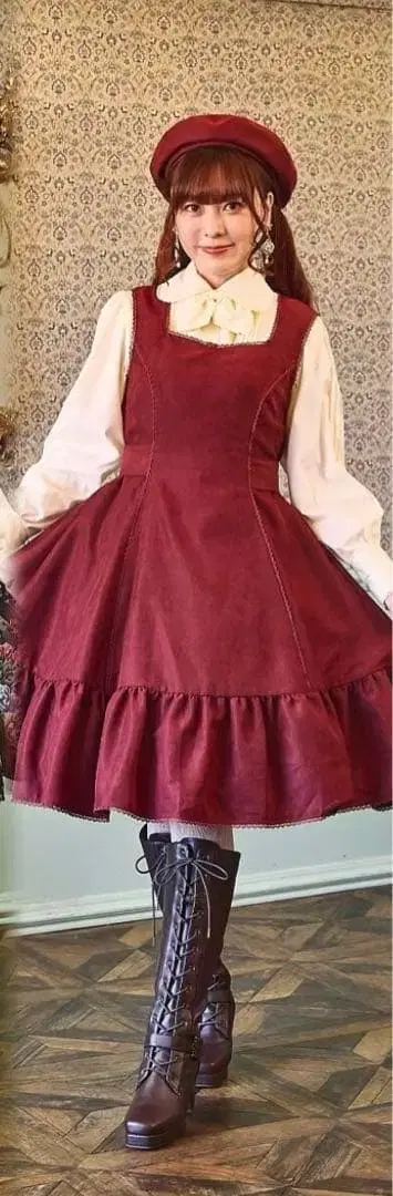 새상품 히메 시마무라 쿠루미상 노엘 드 메모와르 오버롤 스커트 M 빨간색