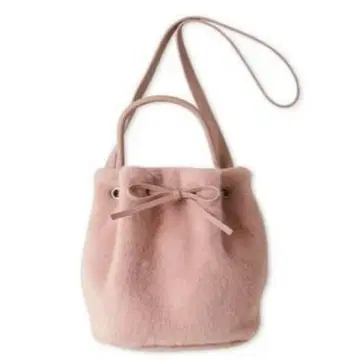 컨디션 최상 FRAY I.D 리본 퍼 백 2way 핑크 숄더