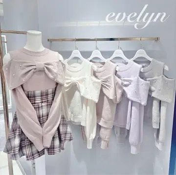 evelyn 리본 오프숄더 니트