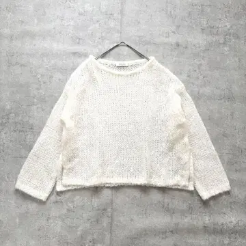 새상품급 데미룩스 빔즈 모헤어 나일론 니트 풀오버 24AW 화이트