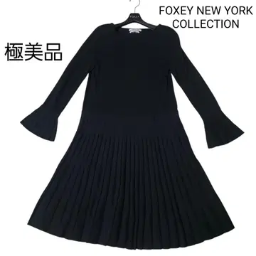 FOXEY 폭시 뉴욕 긴팔 니트 플리츠 원피스 페플럼