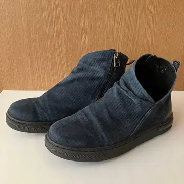 다크 블루 스웨이드풍 지퍼 부츠 유코이마니시 사이즈 35